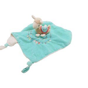 Mary Meyer Llama Baby Security Blanket Lovey Blue Tan Square 13" READ